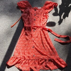 Monteau Red Floral Casual Dress